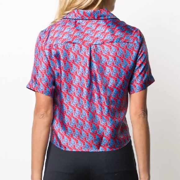 📌 NWT Sandro Caty Cat Printed Silk Shirt - Picture 6 of 6